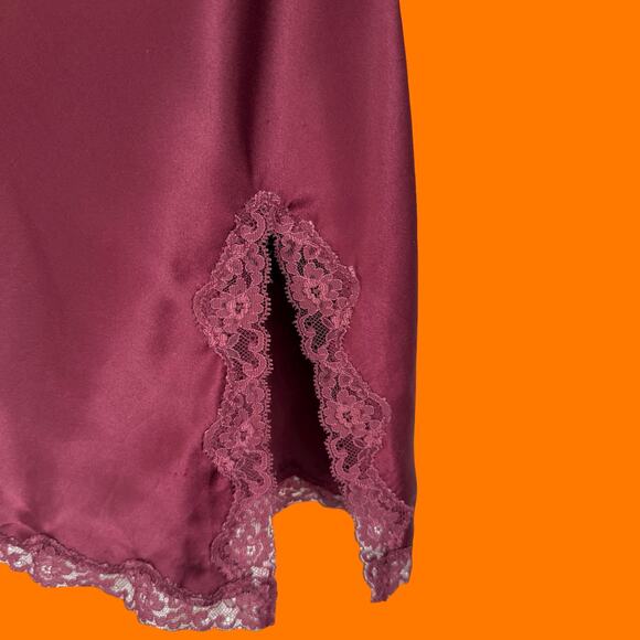 00's vintage maroon satin lace y2k slip dress MEDIUM Victoria's Secret - Picture 4 of 6